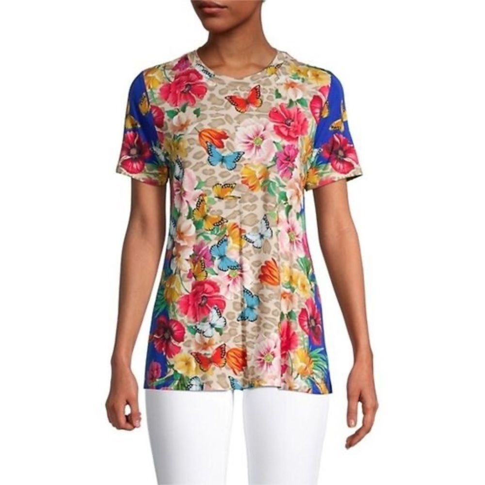 NWT Johnny Was Mayflower Butterflies Floral Swing Tee